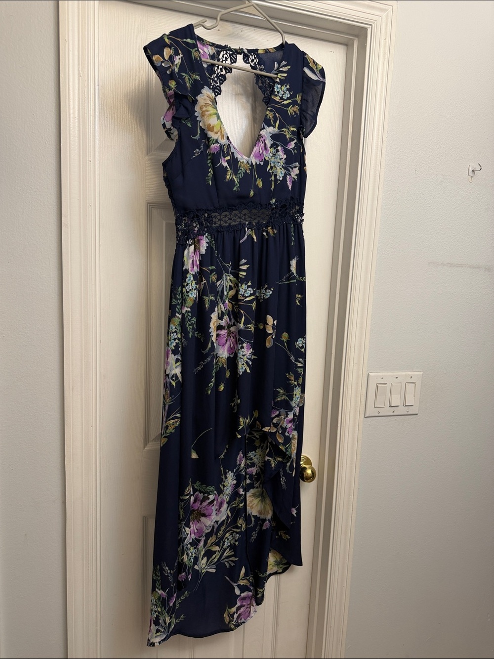 Women's Navy Floral High-Low Dress